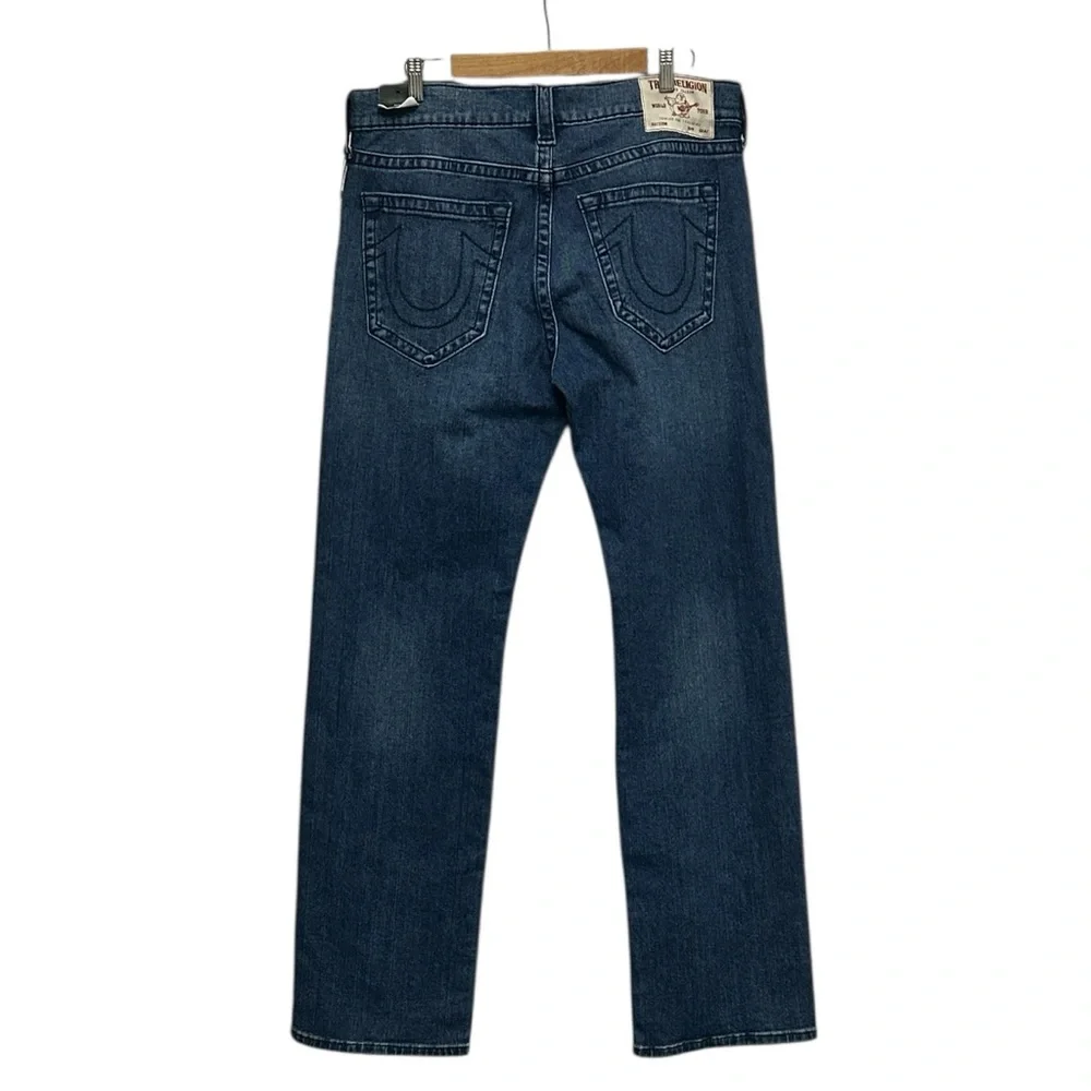 NEW‎ TRUE RELIGION Ricky SN Relaxed Straight Jean Medium Tidal Wash Size 34 x 34